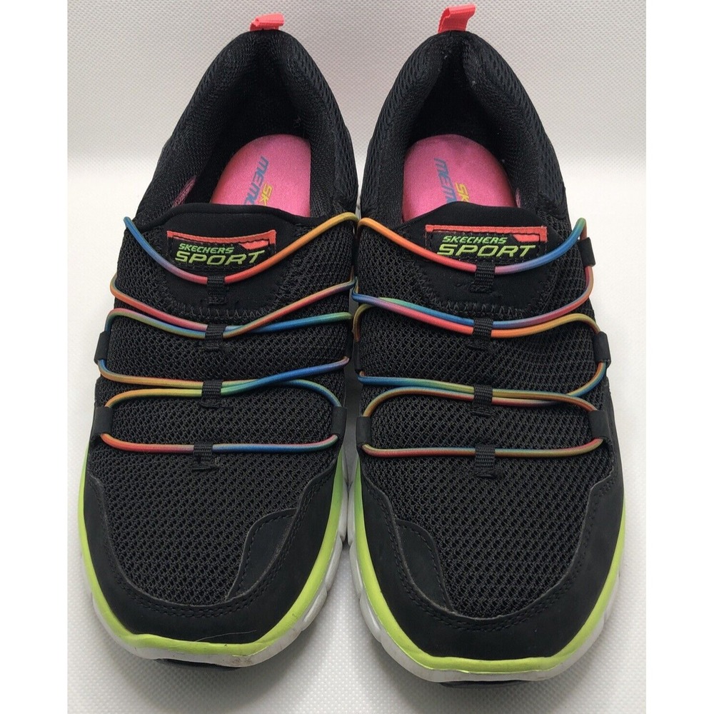 Sketchers Sport Women's 6.5 Black & Pink No Tie Sneakers 11793 shoes memory foam